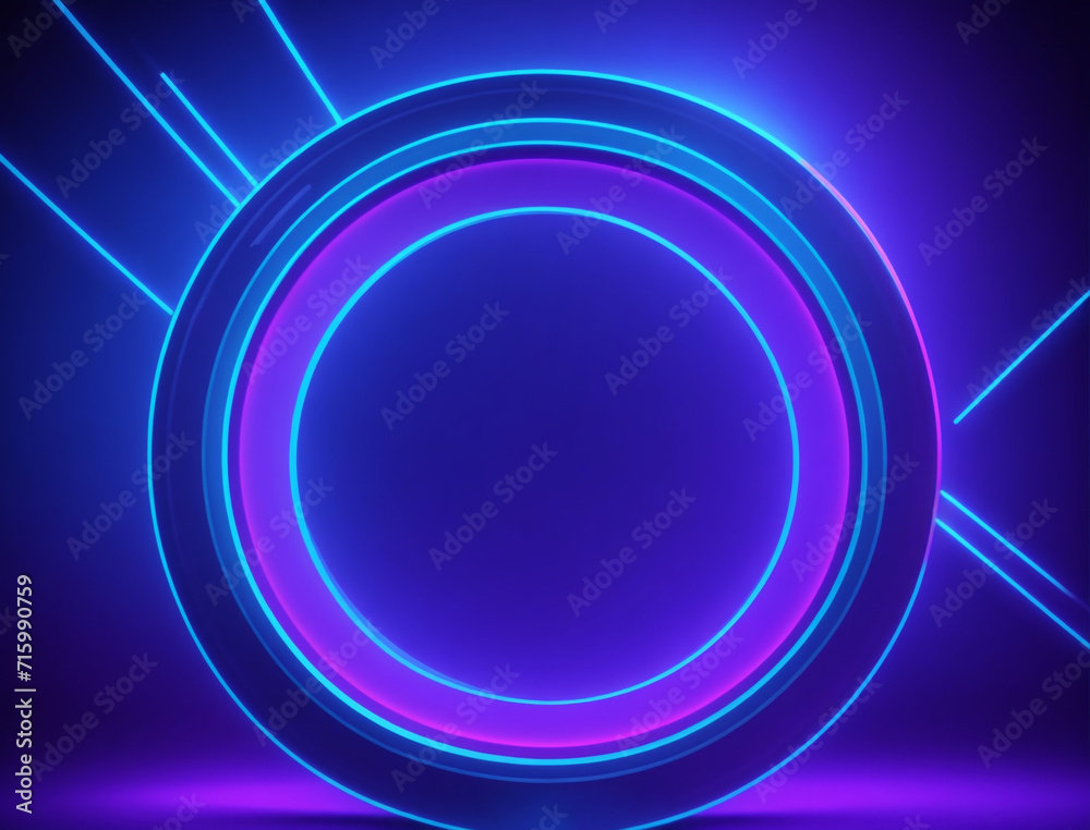 Vector 3d render, blue neon round frame, circle, ring shape, empty space, ultraviolet light, 80's retro style, fashion show stage, abstract background, illuminate frame design Vector 3d render, blue neon round frame, circle, ring shape, empty space, ultraviolet light, 80's retro style, fashion show stage, abstract background, illuminate frame design