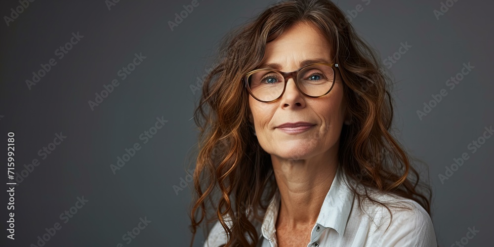 portrait of a mature, middle-aged woman wearing glasses, subtle smile, isolated on grey background, copy space
portrait of a mature, middle-aged woman wearing glasses, subtle smile, isolated on grey background, copy space