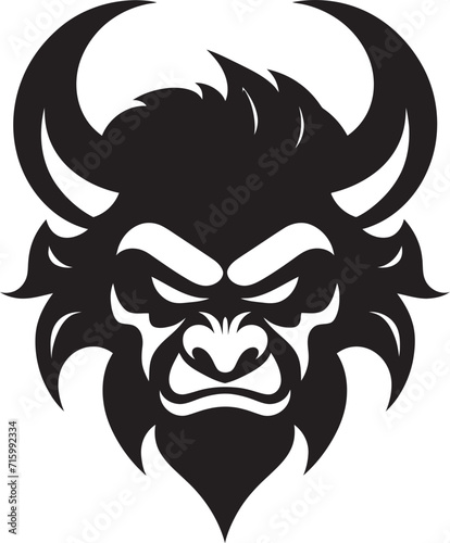 Chic Oni Graphic Intricate Vector Illustration in Noir Bold Oni Head Stylish Black Logo Design with a Mysterious Touch