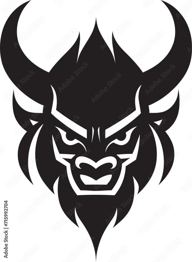 Eerie Oni Head Sleek Vector Art with Japanese Flair Bold Oni Noir Dark Icon for a Captivating Brand Image