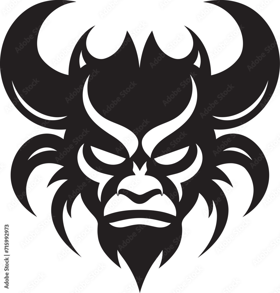 Oni Head Emblem Noir Styled Black Vector Art Shadowy Oni Face Logo Minimalistic Black Design Oni Head Emblem Noir Styled Black Vector Art Shadowy Oni Face Logo Minimalistic Black Design