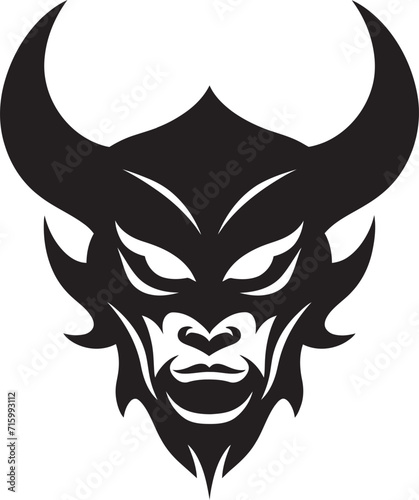 Intricate Oni Symbol Minimalistic Black Logo Black Oni Face Emblem Stylish Vector Icon