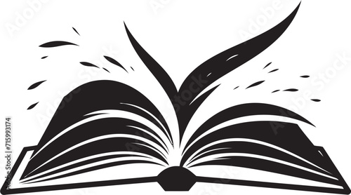 Open Book Elegance Sleek Black Vector Logo Design Book Pages Unveiled Stylish Noir Icon Illustration