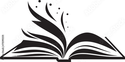 Reading Pages Emblem Dark Vector Logo with Open Book Illustration Pages of Wisdom Unleashed Chic Black Icon with Elegant Book Design