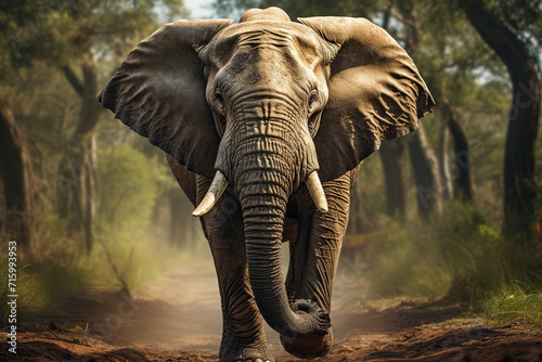 Elephant in the forest. Generated by artificial intelligence