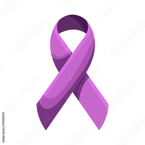 Cancer Day. Purple color ribbon isolated on transparent background. Vector design.Illustration.