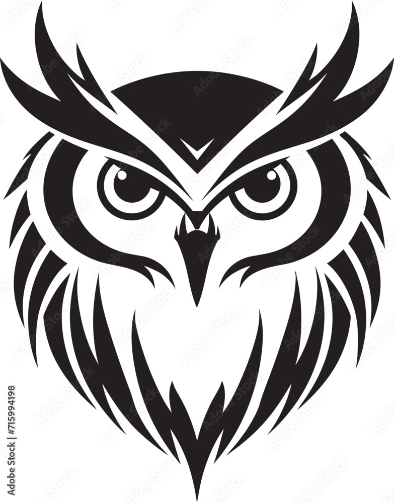 Obraz premium Contemporary Owl Symbol Minimalistic Black Emblem for a Modern Look Mystical Nocturne Elegant Vector Logo with Owl Design