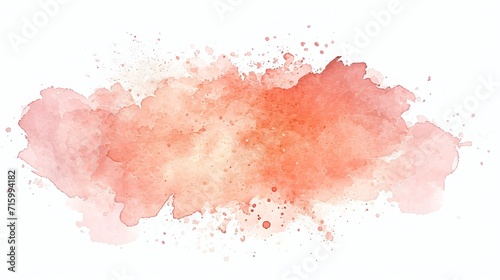 Peach watercolor splash on white background. Vector brown watercolour texture. Ink paint brush stain. Watercolor pastel splash. Peach water color splatter on light background photo