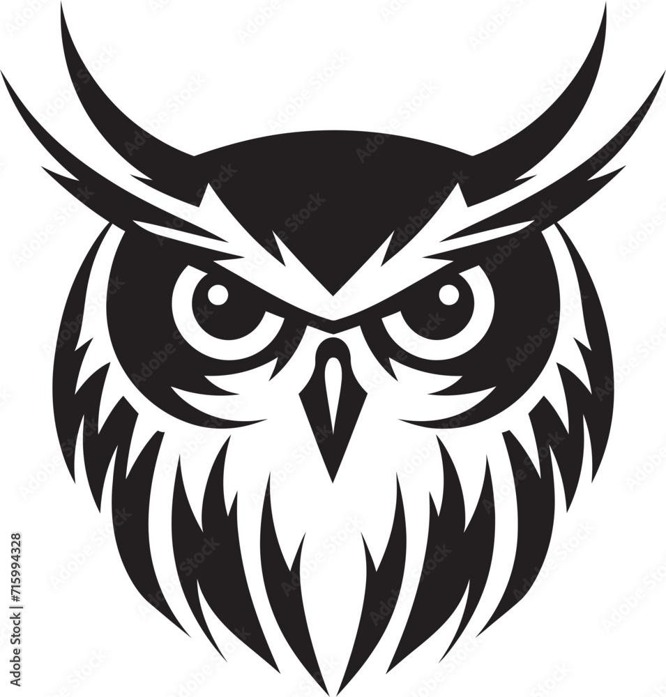 Contemporary Owl Symbol Sleek Black Logo Design for a Captivating Image Wise Owl Silhouette Noir Inspired Black Icon with Vector Design