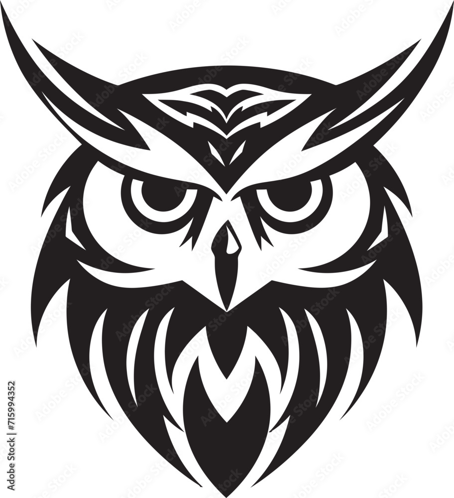 Noir Owl Silhouette Chic Black Logo for a Captivating Brand Image Eagle eyed Wisdom Stylish Vector Owl Illustration