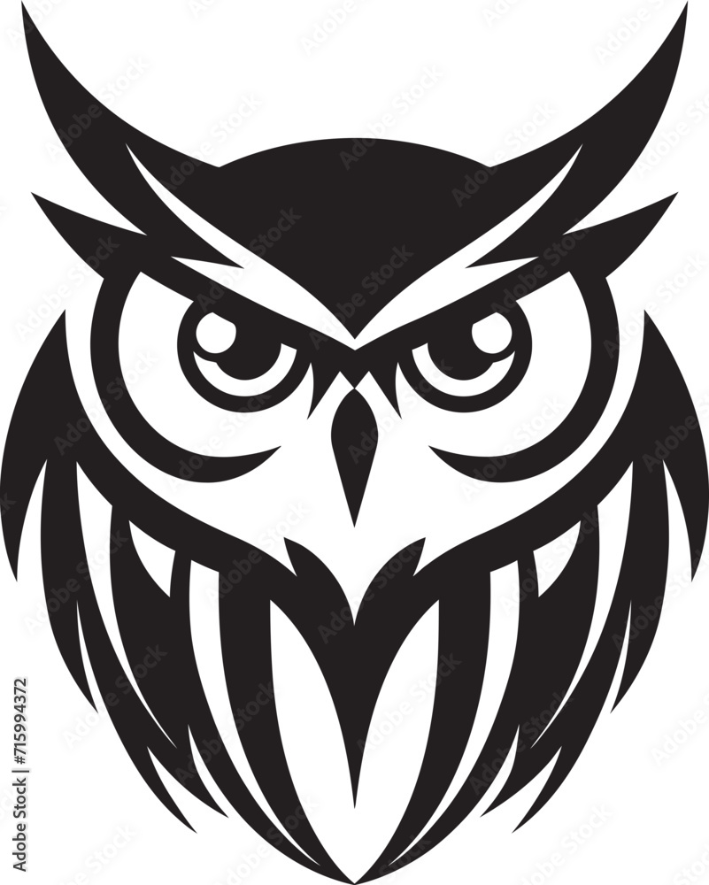 Eagle eyed Insight Noir Inspired Vector Logo for a Captivating Look Night Vision Elegant Black Owl Icon for Modern Branding
