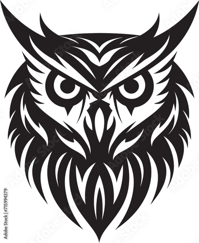 Night Vision Elegant Black Owl Icon for Modern Branding Wise Owl Symbol Stylish Vector Illustration with a Mysterious Touch