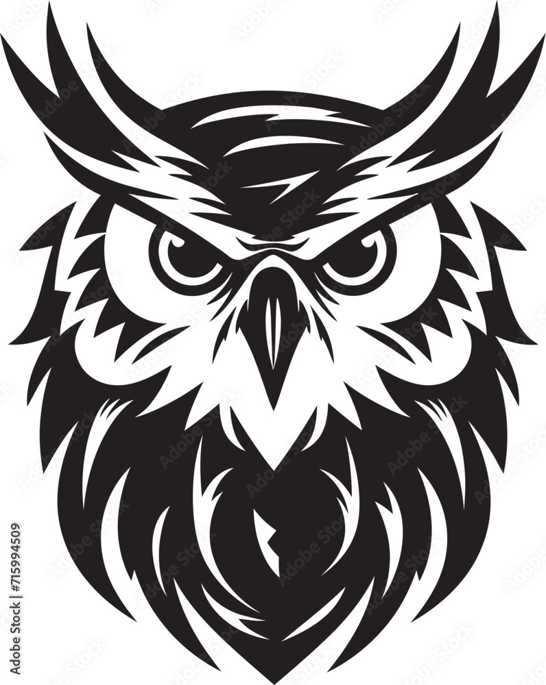 Shadowed Owl Graphic Chic Black Icon with a Modern Twist Contemporary Owl Symbol Sleek Vector Art with a Touch of Mystery