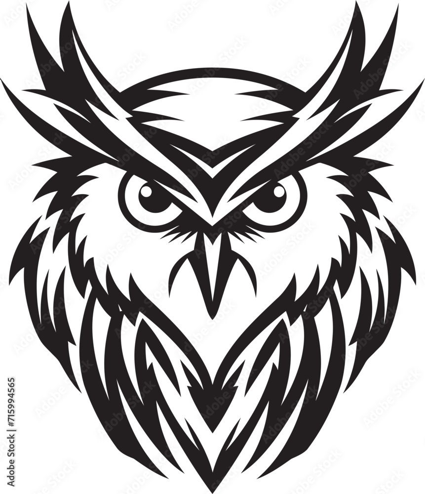 Shadowed Owl Graphic Chic Vector Logo for a Captivating Brand Image Night Watch Noir Inspired Black Icon with Owl Illustration