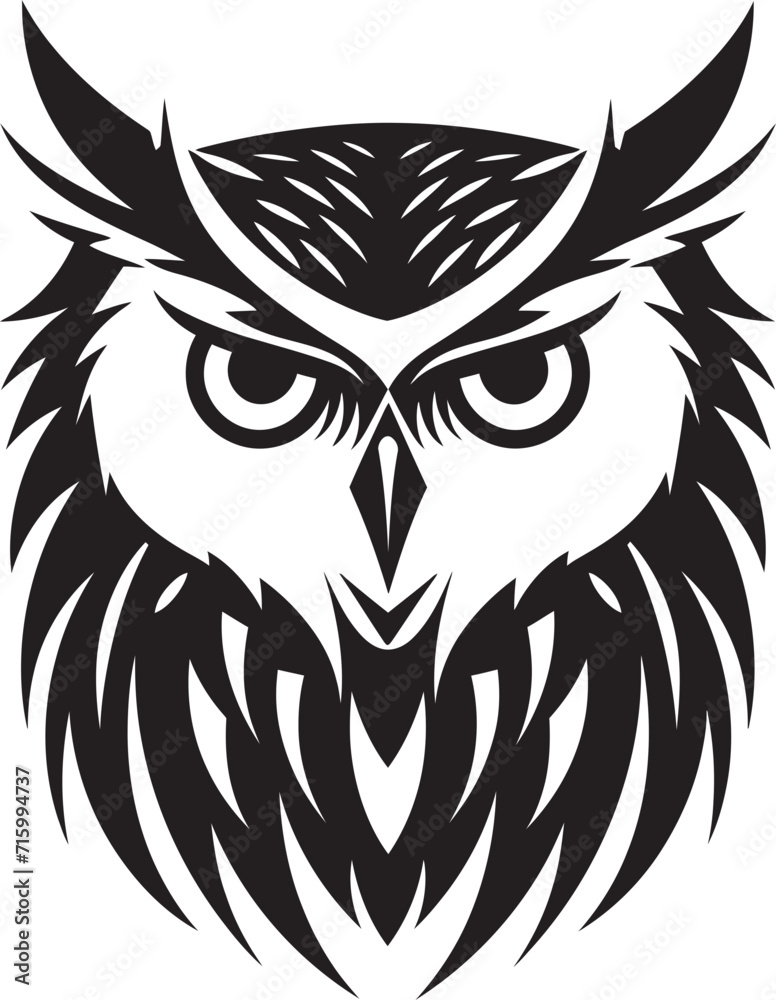 Eagle eyed Insight Noir Inspired Vector Logo for a Captivating Look Night Vision Elegant Black Owl Icon for Modern Branding