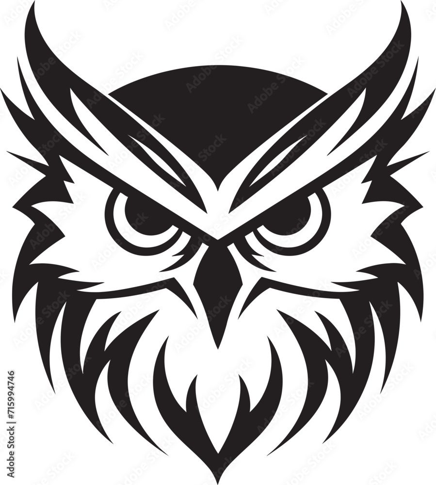 Night Vision Elegant Black Owl Icon for Modern Branding Wise Owl Symbol Stylish Vector Illustration with a Mysterious Touch