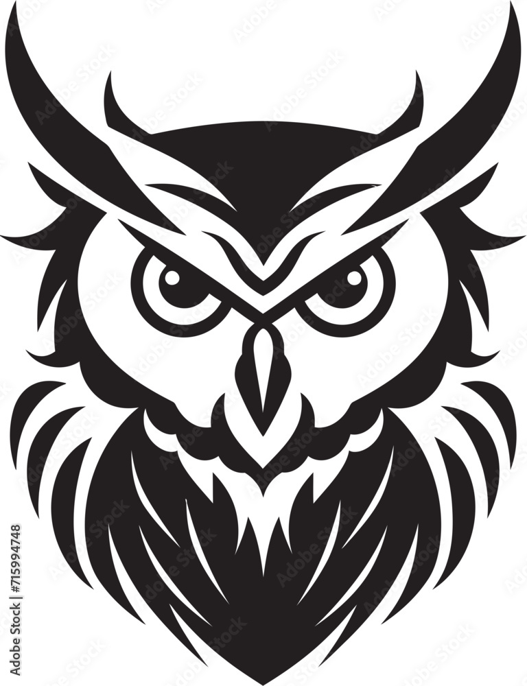 Eagle eyed Wisdom Stylish Vector Owl Illustration Shadowed Owl Graphic Elegant Black Icon with a Modern Twist