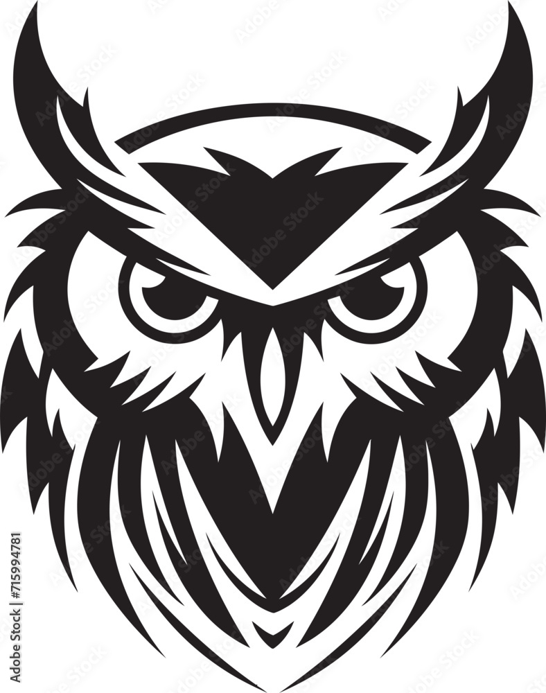 Wise Owl Symbol Stylish Vector Illustration with a Mysterious Touch Dark Owl Silhouette Intricate Noir Inspired Black Icon Design