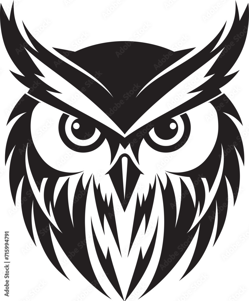 Shadowed Owl Graphic Elegant Black Illustration with a Touch of Mystery Wise Guardian Emblem Contemporary Vector Art with Owl Design