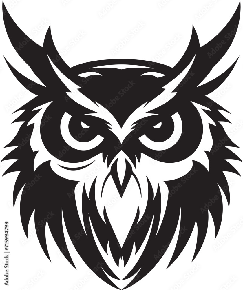 Eagle eyed Wisdom Noir Inspired Owl Logo Design for a Striking Brand Image Shadowed Owl Graphic Stylish Black Icon with Vector Design
