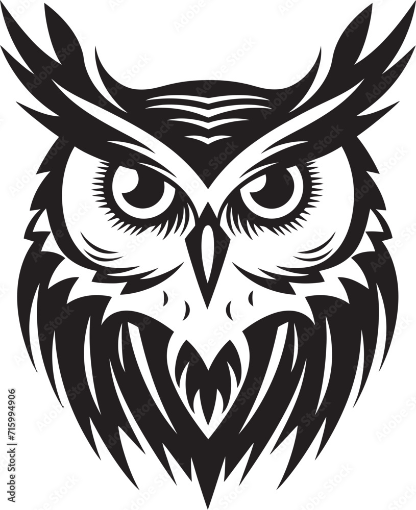 Shadowed Owl Graphic Chic Black Emblem with a Modern Twist Contemporary Owl Symbol Sleek Vector Art with a Touch of Mystery