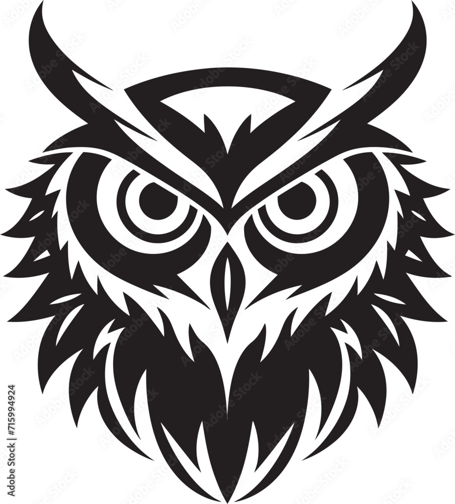 Eagle eyed Wisdom Intricate Vector Owl Illustration Wise Guardian Emblem Elegant Black Icon with Noir Black Touch