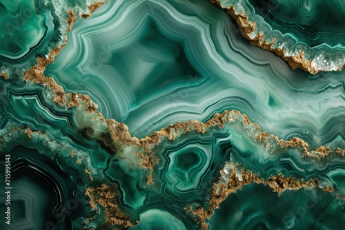Close-Up, Green and Gold Marble in Vibrant Colors