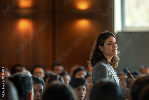 Woman Standing in Front of Crowd of People © Ilugram