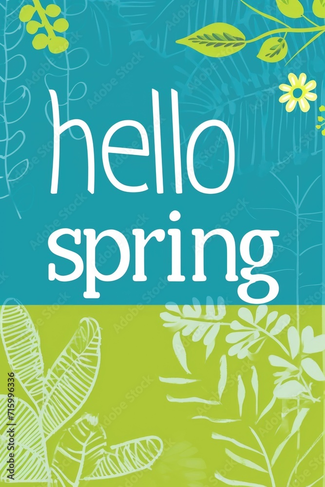 Obraz premium Hello Spring lettering, background