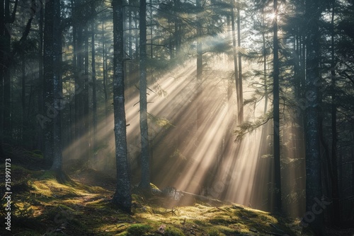 Sunlight Through Forest Trees