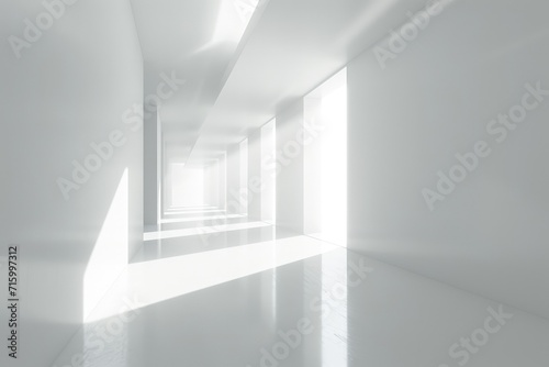 Empty White Hallway With Clean Floors