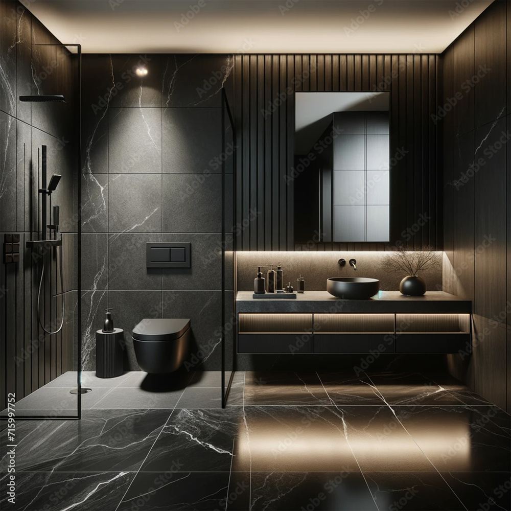 modern bathroom interior design featuring a blend of materials and ...