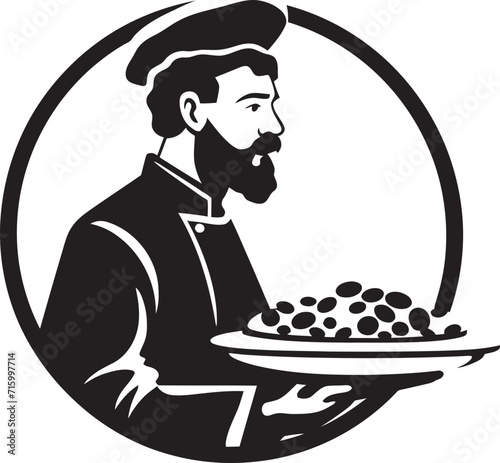 Pizza Delight Maestro Sleek Black Logo for a Captivating Pizzeria Pepperoni Passion Intricate Vector Emblem with Noir Pizzaiolo Touch