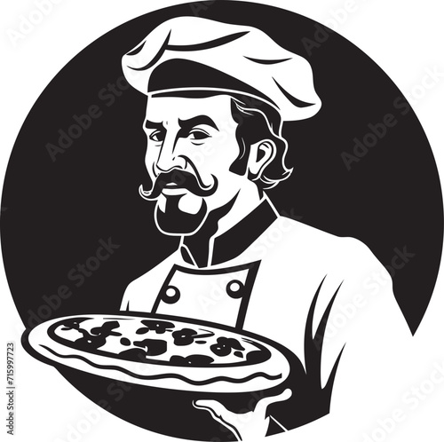 Artisanal Pizzaiolo Stylish Vector Icon with Sleek Pizza Silhouette Savory Slice Unleashed Dark Icon for a Captivating Image