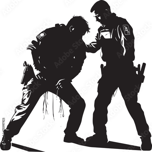 Reckless Justice Dark Vector for Police and Violence Nocturnal Vigilance Menacing Police and Violent Clash