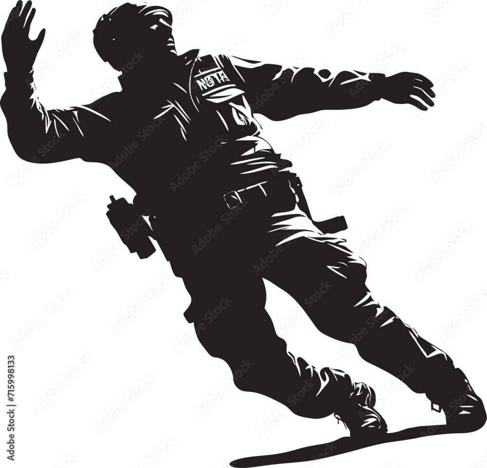 Fototapeta premium Brutal Resilience Menacing Police and Violent Symbol Rogue Retaliation Black Iconic Police Wrath