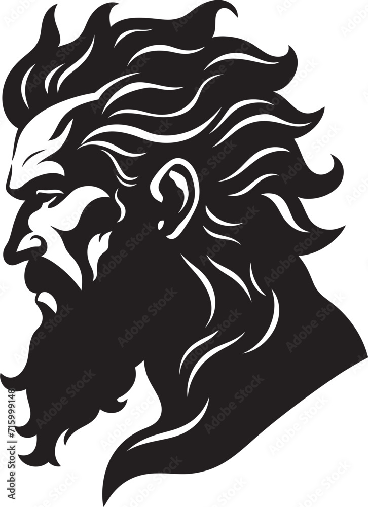 Fototapeta premium Poseidons Legacy Black Iconic Vector Logo Unveiled in 80 Words Aqua Monarch Poseidon Gods Regal Emblematic Black Icon in 80 Words
