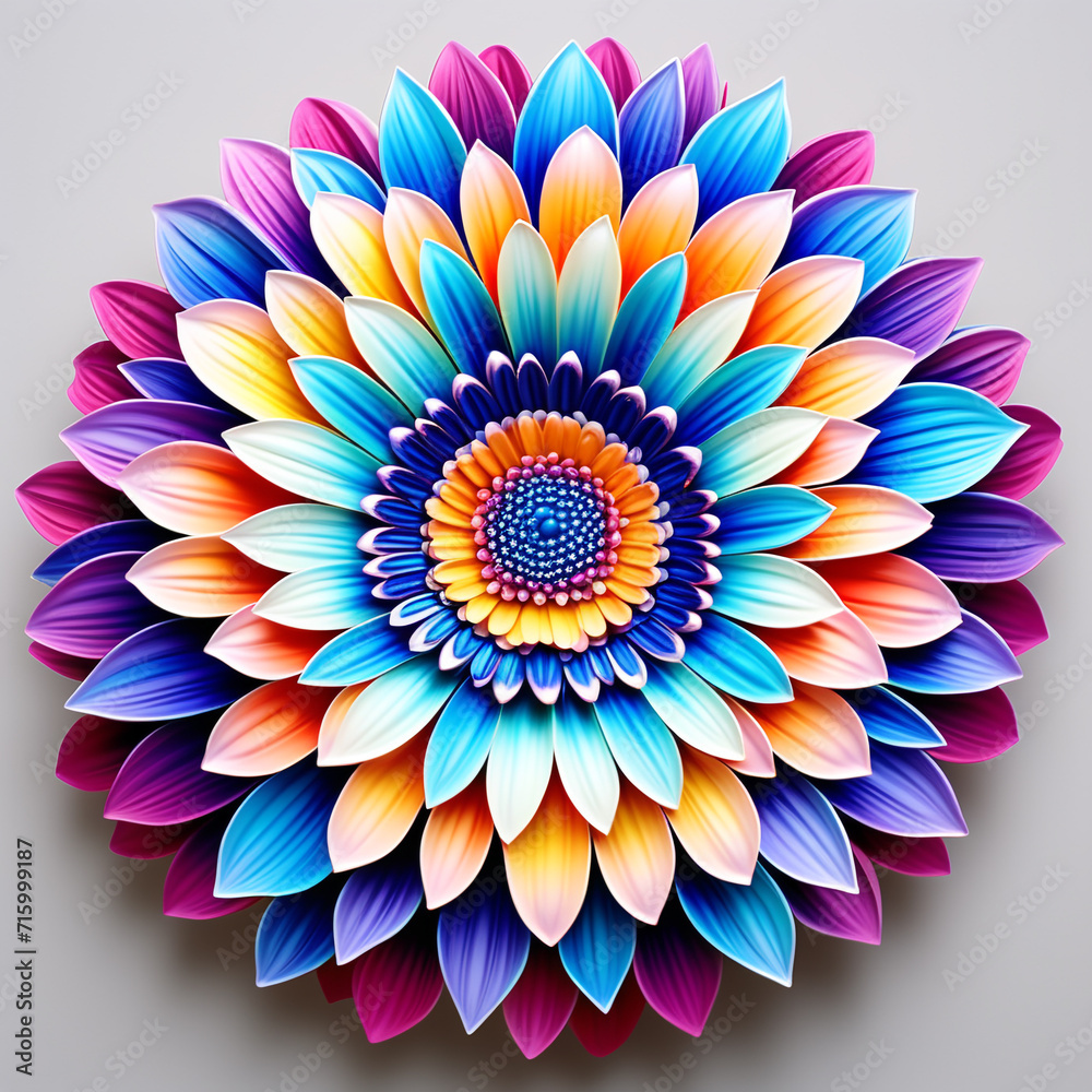 a colorful gerbera flower isolated on a white mandala art a colorful gerbera flower isolated on a white mandala art