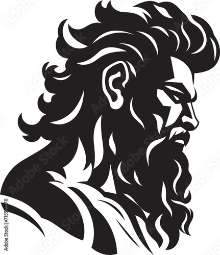 Sea Sovereignty Poseidons Black Iconic Vector Design Emerges Poseidons Pose Regal Emblematic Black Logo in 80 Words
