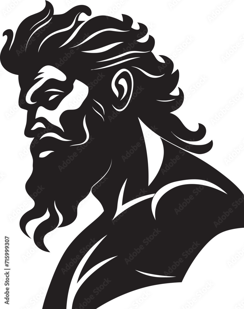 Obraz premium Poseidons Majesty Black Iconic Vector Logo Resplendent in 80 Words Godly Waves Poseidons Regal Emblematic Black Icon Design