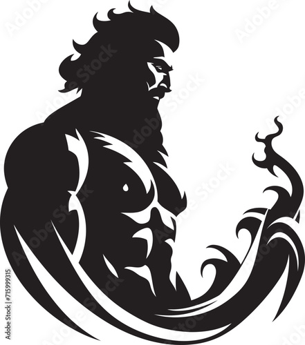 Neptunian Nobility Poseidons Black Vector Emblem in 80 Words Trident Triumph Poseidons Iconic Black Emblematic Design in 80 Words