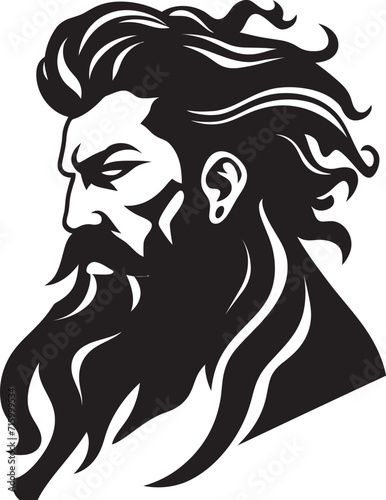 Sea Sovereign Poseidons Vector Logo Resplendent in Black Poseidons Pose Black Icon Design Emerges with 80 Words