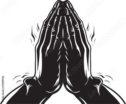 Divine Embrace Vector Logo of Praying Hands in Black Simplicity Serenity Symbol Praying Hands Black Icon Design Unveiled