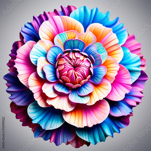 a colorful carnation flower isolated on a white mandala art