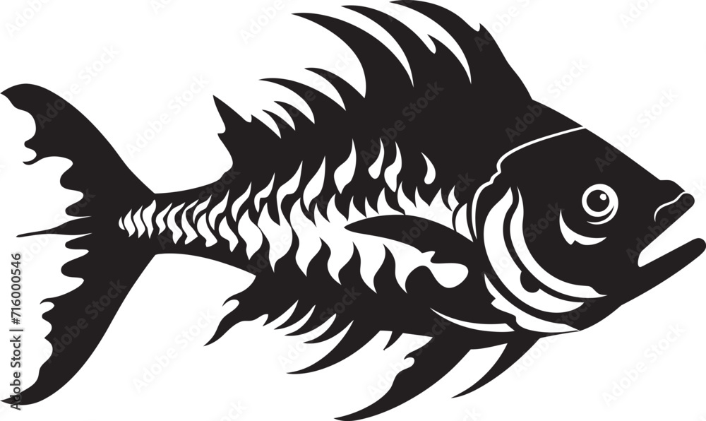 Serrated Specter Elegant Vector Design of Predator Fish Skeleton in Black Stealth Skeleton Black Icon Design of Predator Fish Skeleton Logo Serrated Specter Elegant Vector Design of Predator Fish Skeleton in Black Stealth Skeleton Black Icon Design of Predator Fish Skeleton Logo