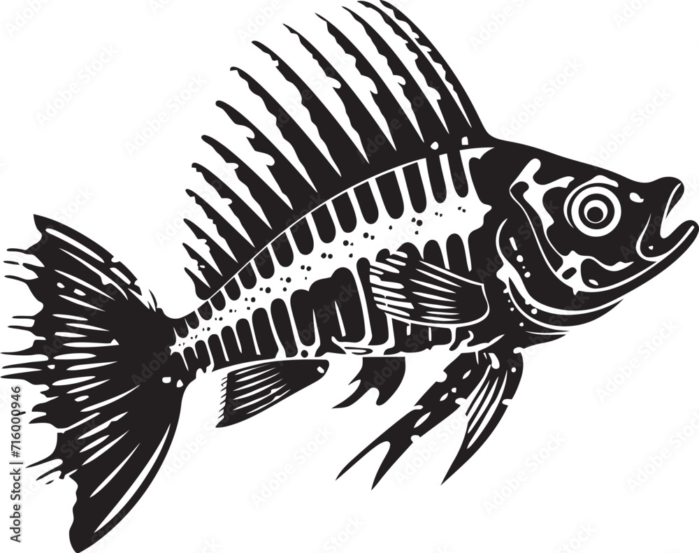 Bone chilling Presence Predator Fish Skeleton Logo in Elegant Black Macabre Morphology Vector Black Icon Design of Predator Fish Skeleton Bone chilling Presence Predator Fish Skeleton Logo in Elegant Black Macabre Morphology Vector Black Icon Design of Predator Fish Skeleton