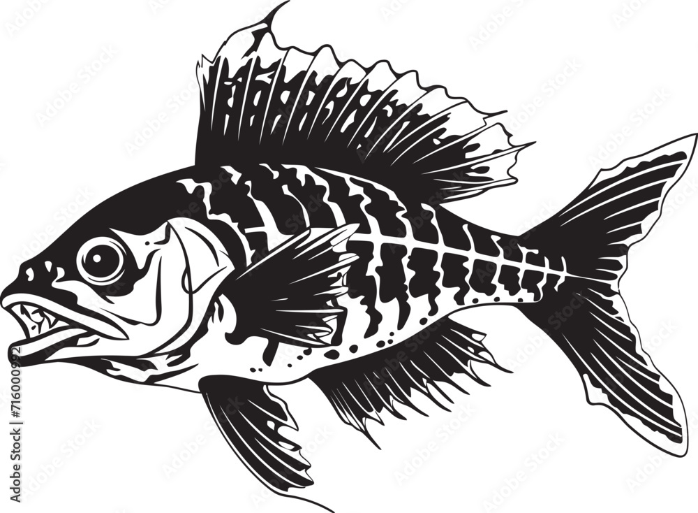 Grim Gills Black Icon Design of Predator Fish Skeleton Logo Savage Skeletal Vector Logo of Predator Fish Skeleton in Black Grim Gills Black Icon Design of Predator Fish Skeleton Logo Savage Skeletal Vector Logo of Predator Fish Skeleton in Black