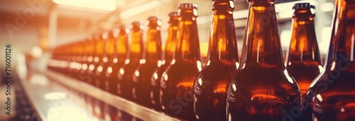 Beer bottles on production lines