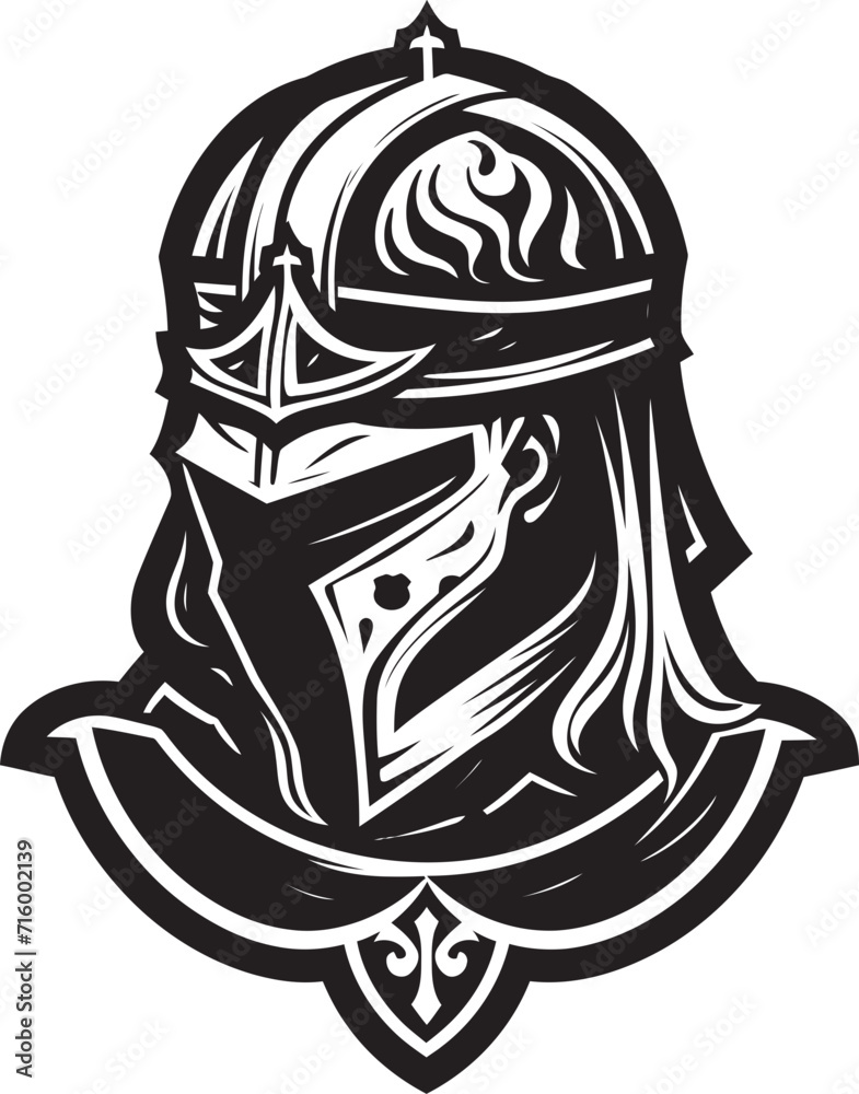 Shadowed Lament Elegant Black Vector Sad Knight Soldier Logo Crestfallen Sentinel Black Icon Design for Vector Sad Knight Soldier