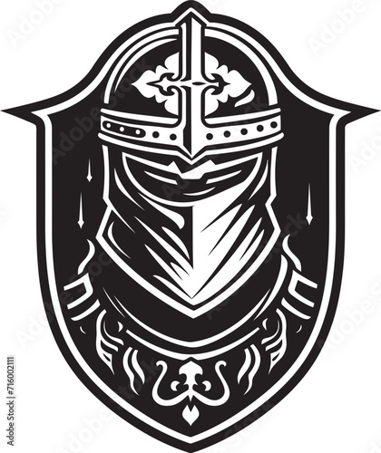 Noir Lament Elegant Black Vector Sad Knight Soldier Emblem Tearful Templar Vector Black Icon Design for Sad Knight Soldier Logo
